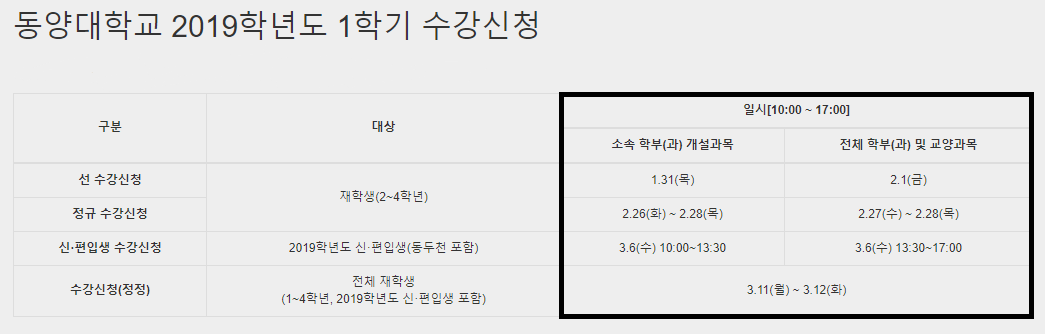 2019-1학기 수강신청